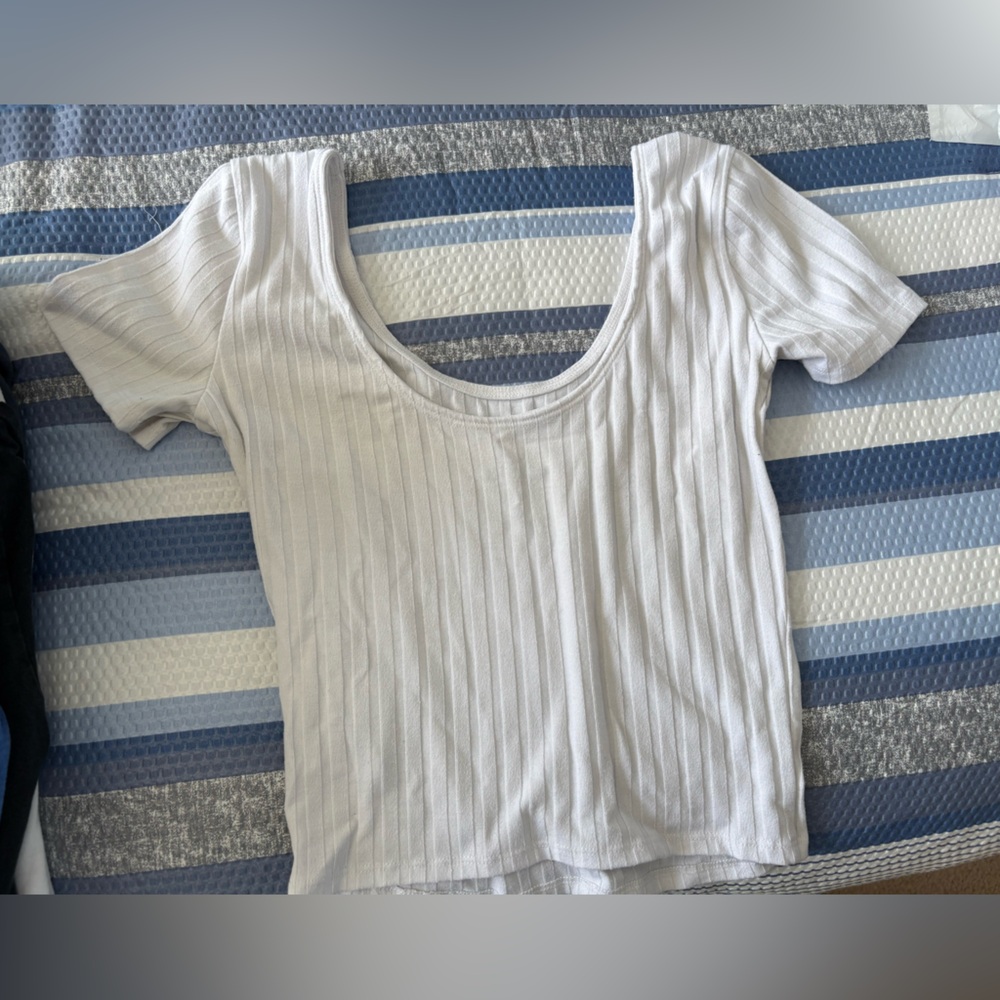 White Ribbed Women's Top